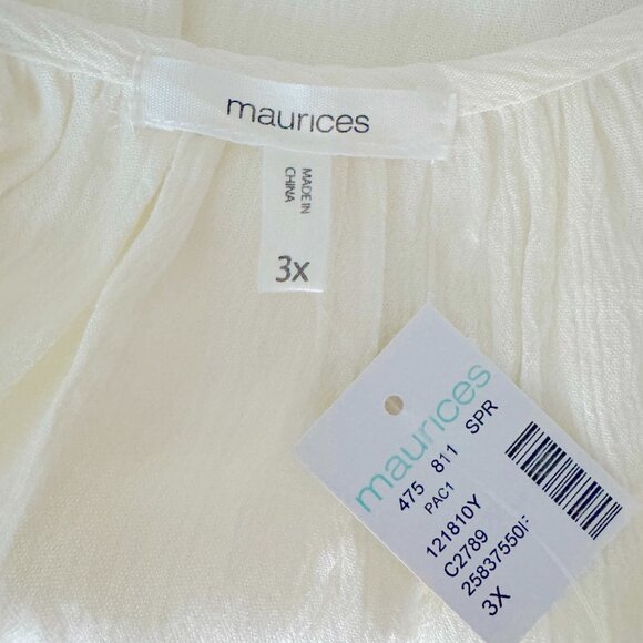 NWT Maurices 3 Plus IVORY Crochet Eyelet Trim Sleeveless Top Cami Tank - Picture 7 of 9
